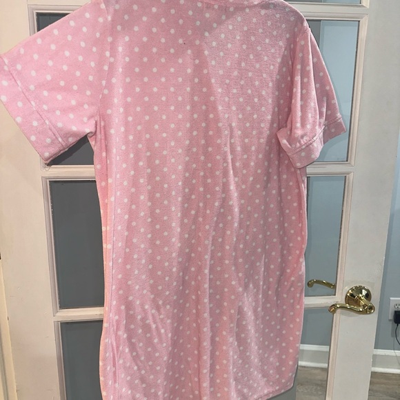Miss Elaine Cotton Terry Robe House Dress sz Large Pink snap Front 2 Pockets - Picture 2 of 9